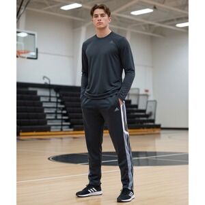 Adidas Mens Straight Leg Y2K Track Training 3 Stripes Pants Black Large XL